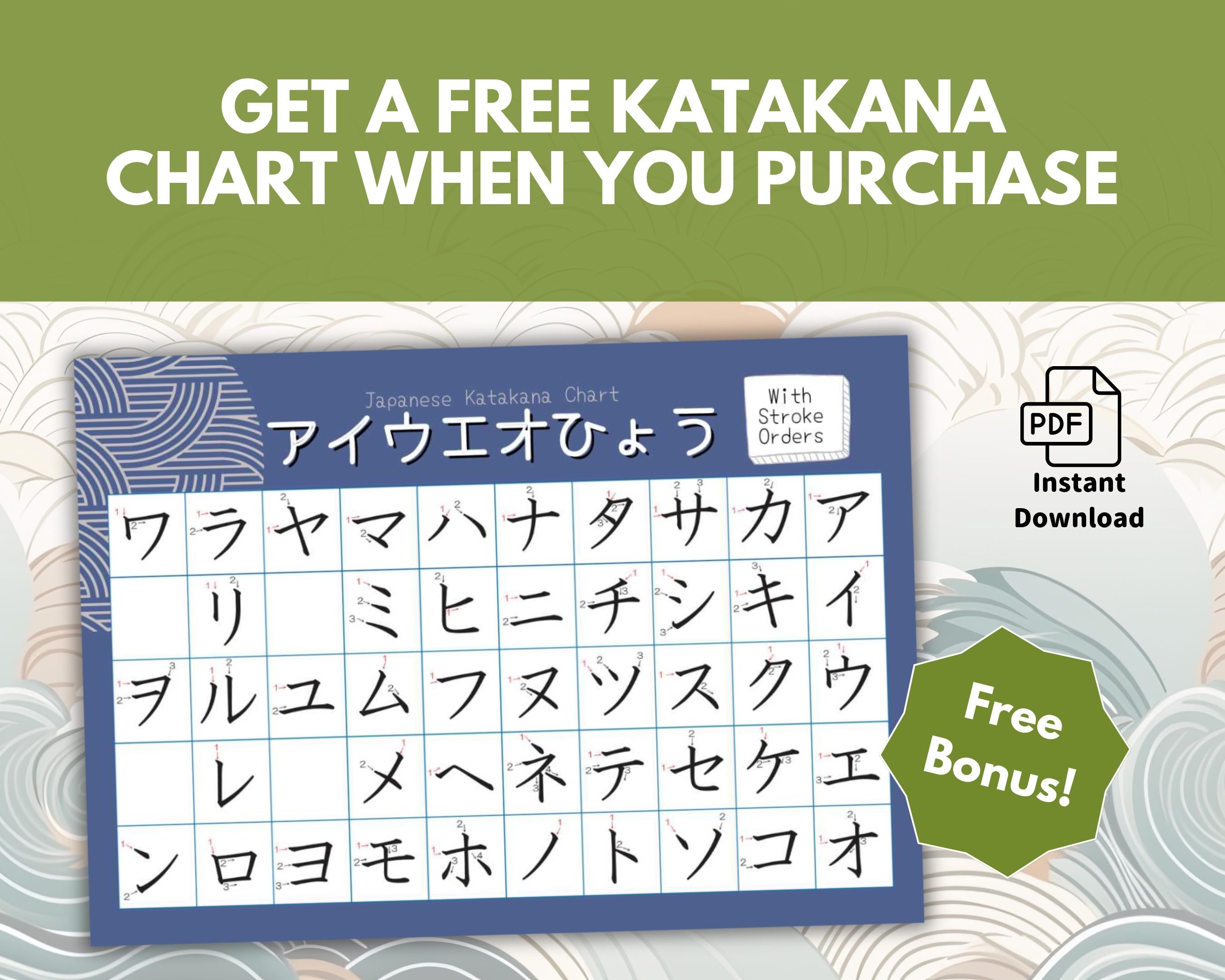 Color Coded Katakana Flashcards