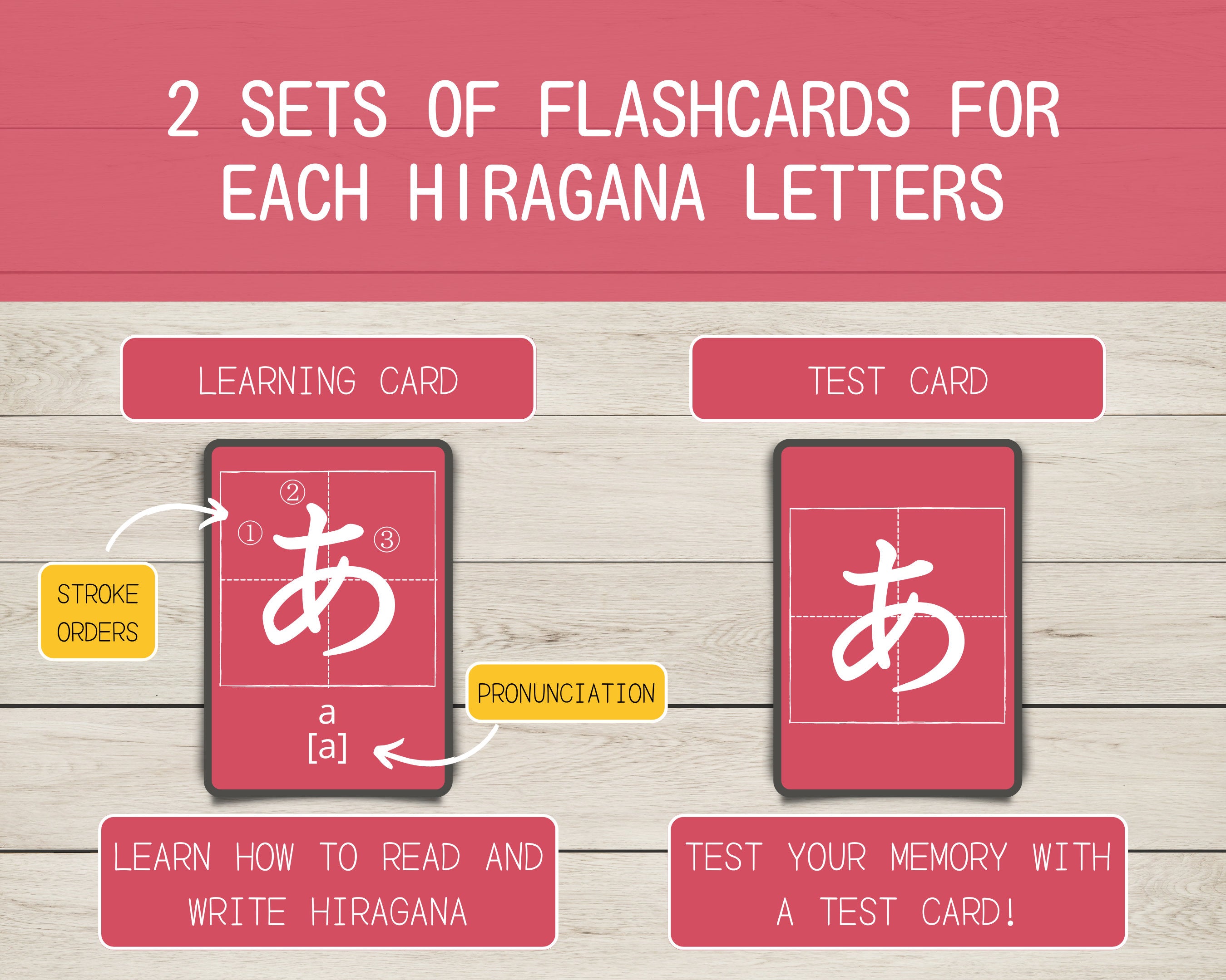 Hiragana Flashcards with Stroke Orders
