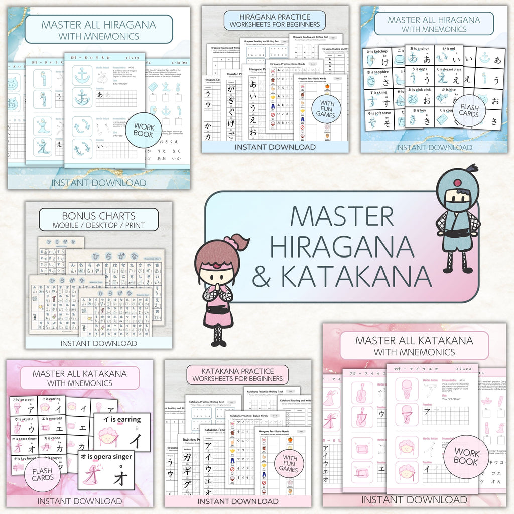 Master Hiragana And Katakana Workbooks And Flashcards Bundle