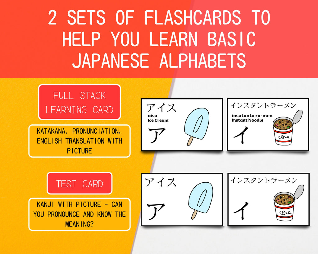 Katakana Flashcards with Japanese Food