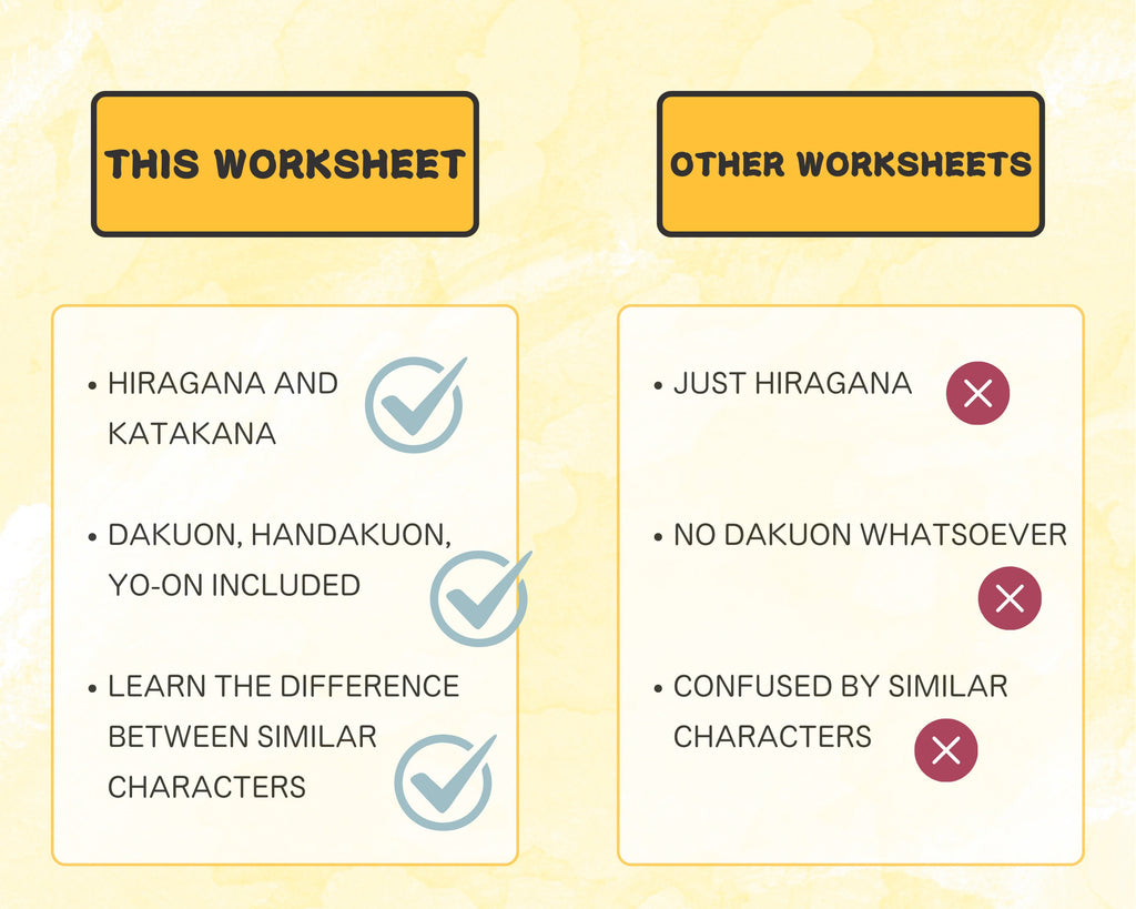 Comparison of features between 'This Worksheet' and 'Other Worksheets' on a yellow background.
