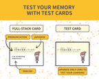 Educational card game with full-stack and test cards for learning Japanese