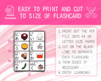 Flashcard design with text on a pink background