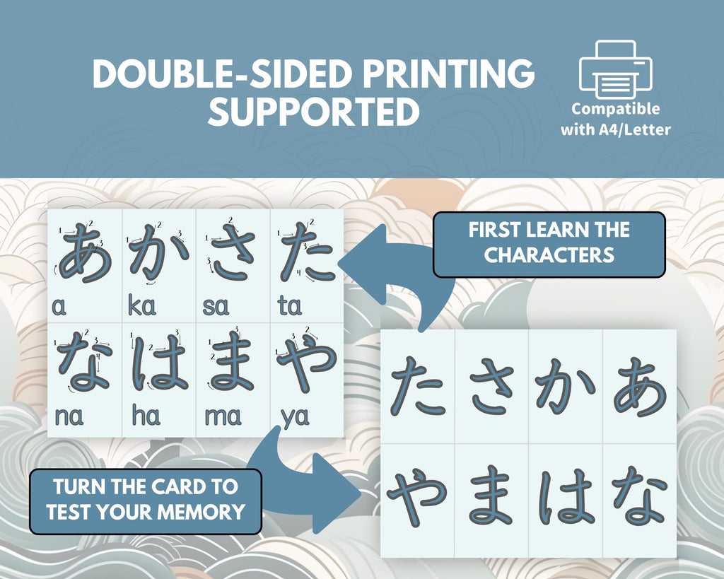 Color Coded Hiragana Flashcards