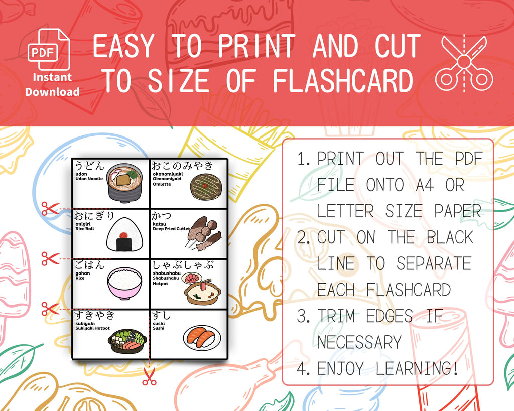 Flashcard template with instructions on a colorful background