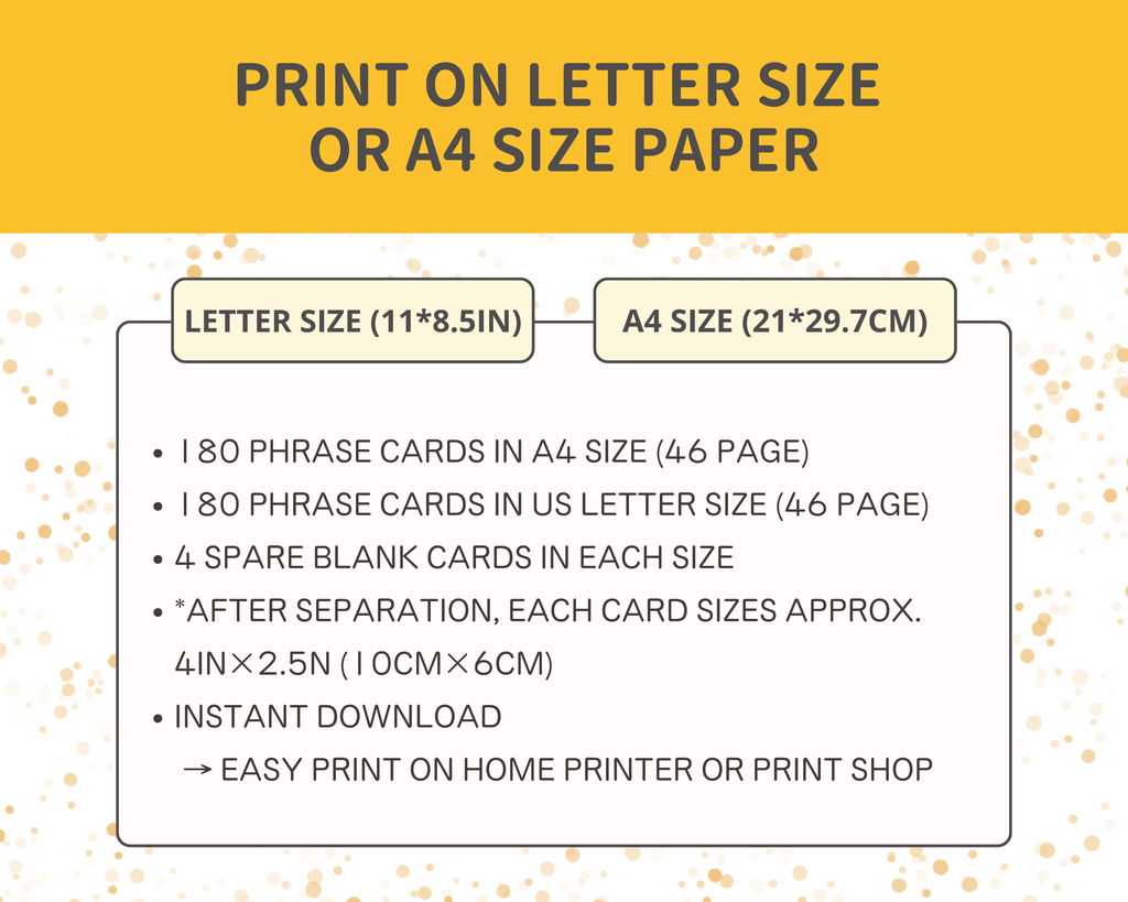 Informational graphic about print sizes on letter size or A4 size paper with text and dimensions.