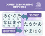 Educational card with Japanese characters and text on a purple background