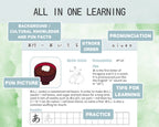 Educational graphic about learning a new language, and culture with fun picture and practice boxes.