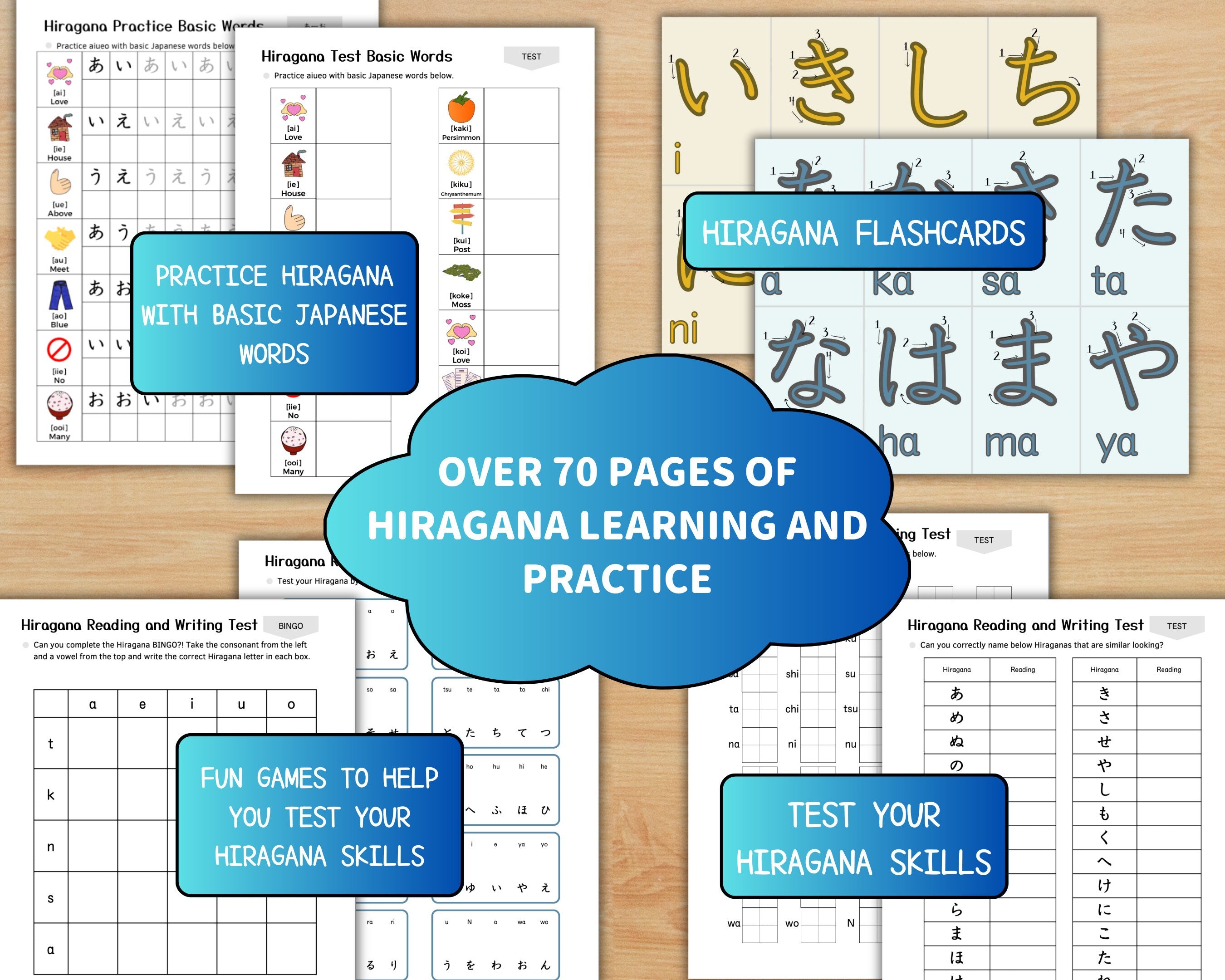 Hiragana Practice Workbook Bundle: Japanese Learning (Digital Download)