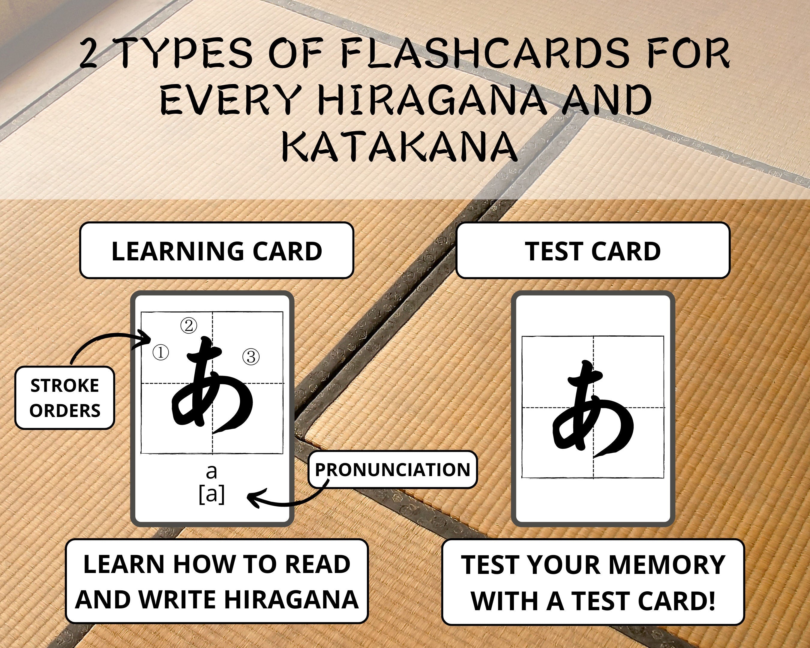 Hiragana Katakana Calligraphy Flashcard Bundle