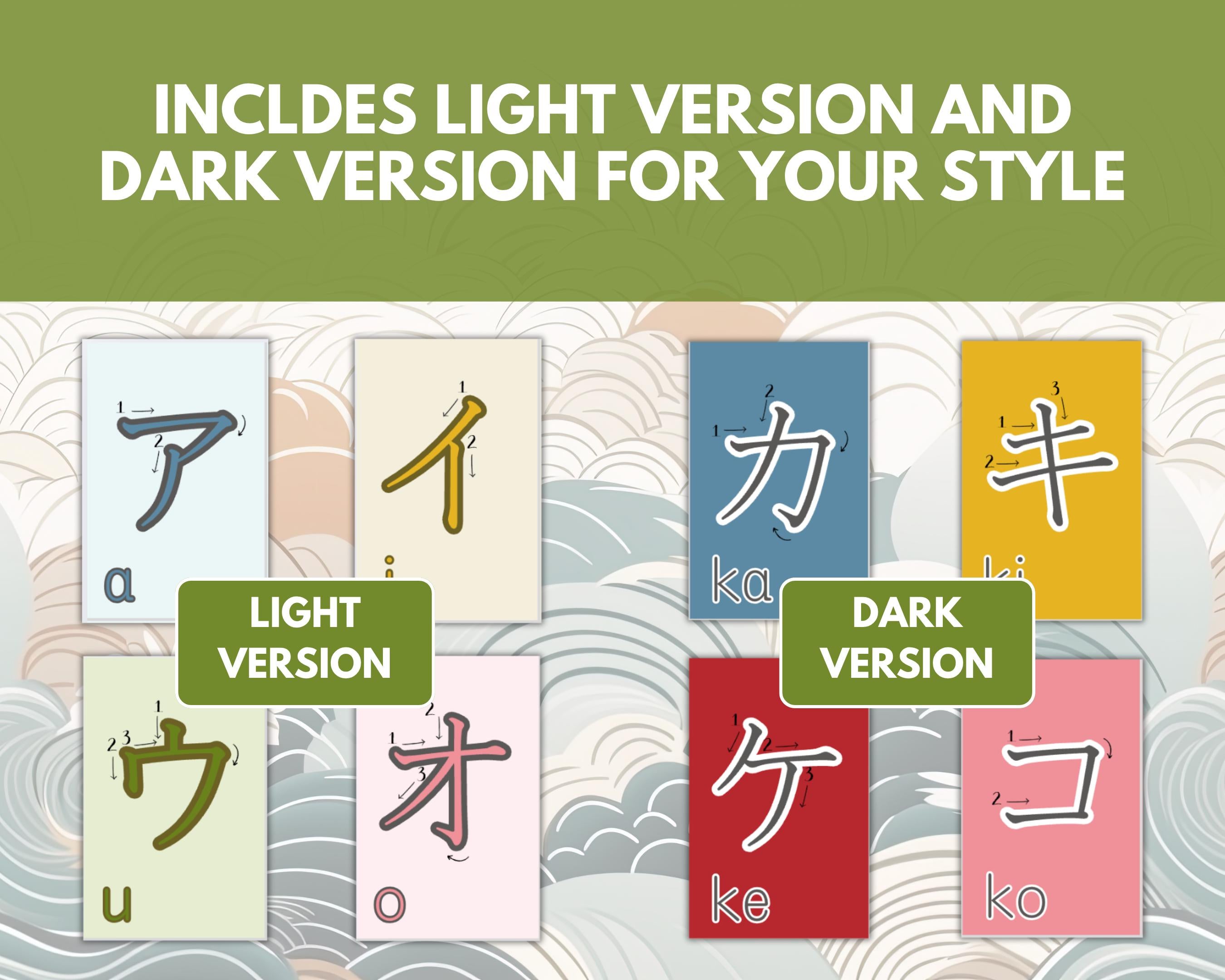 Color Coded Katakana Flashcards