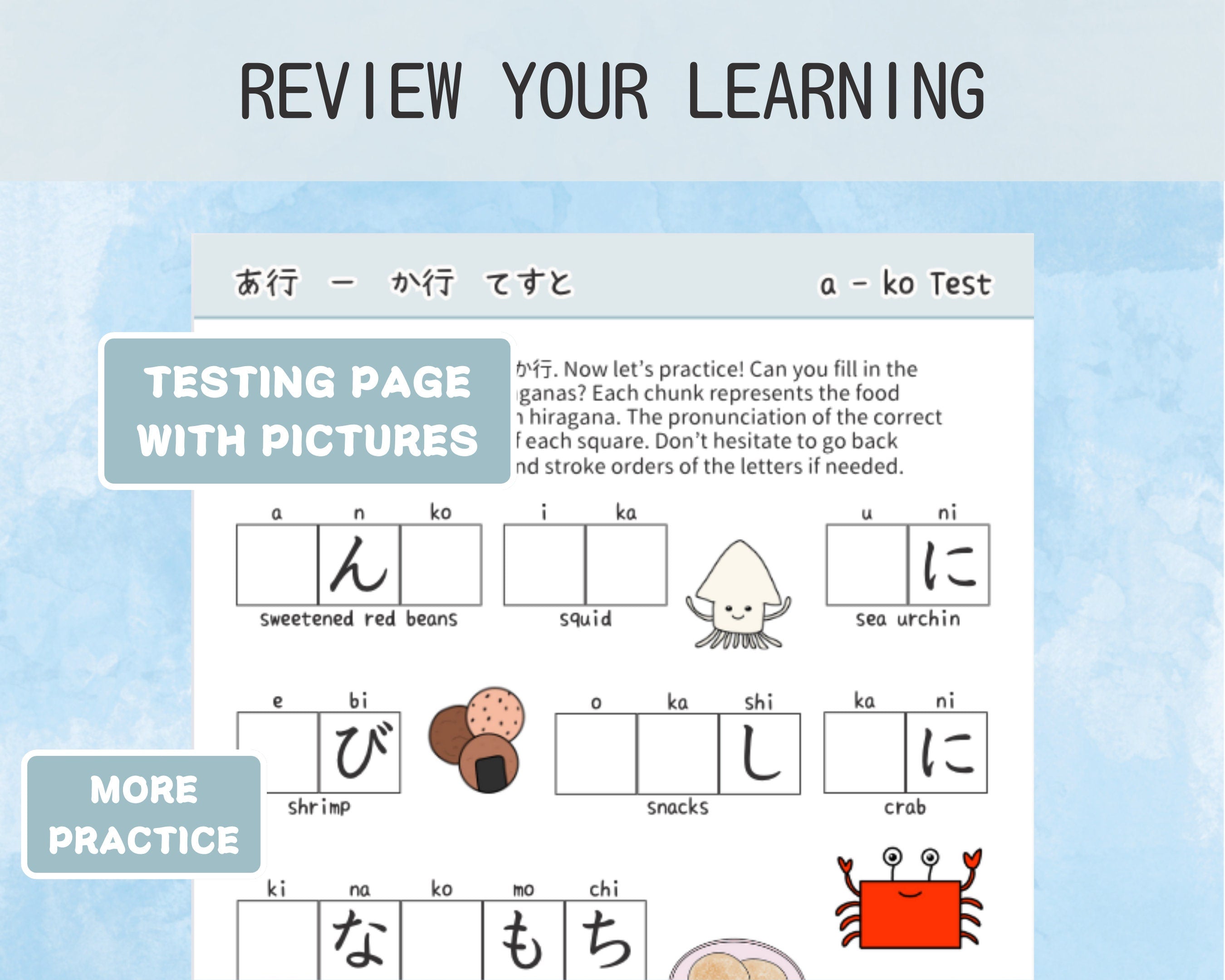 Hiragana Workbook with Japanese Food