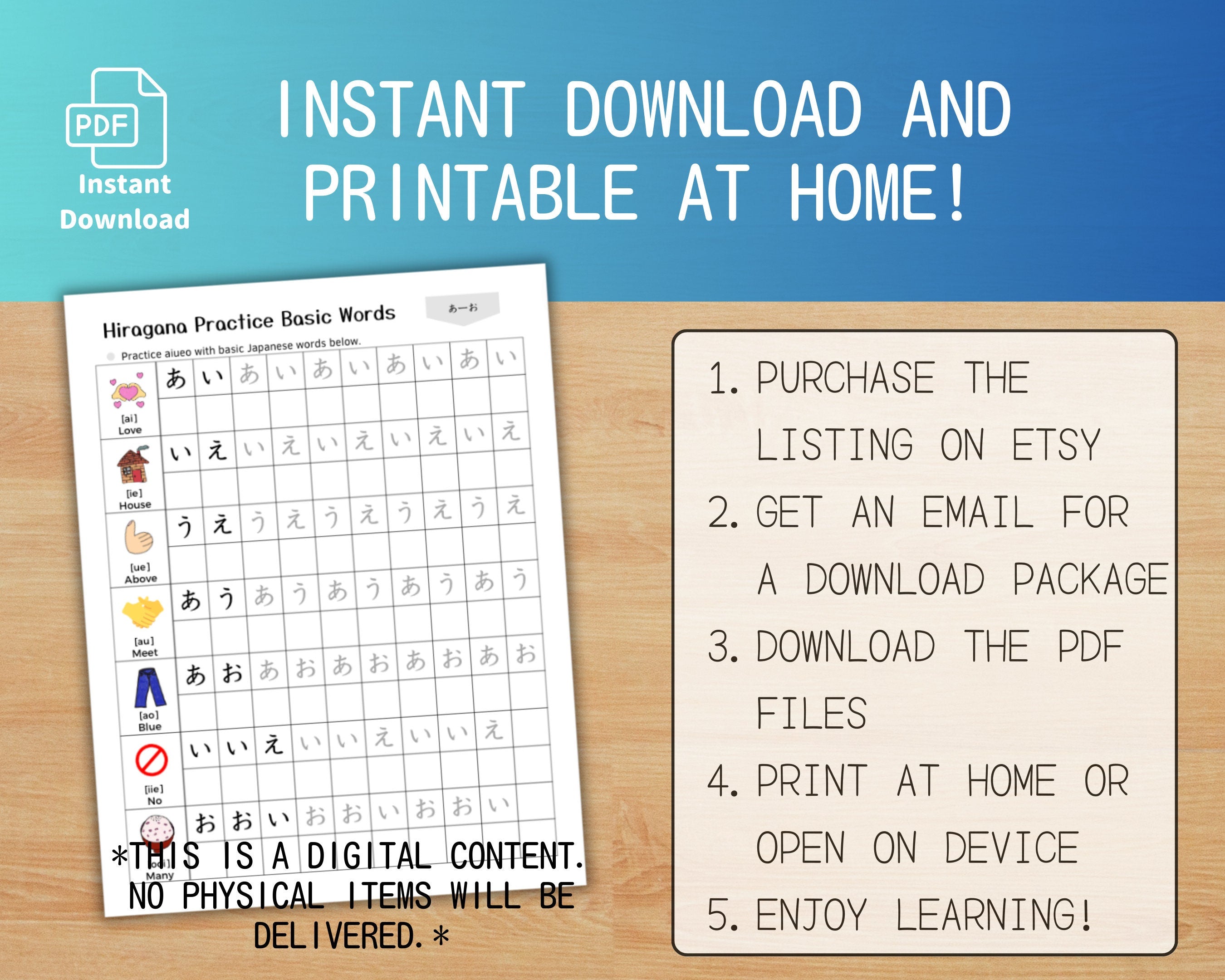 Hiragana Practice Workbook Bundle: Japanese Learning (Digital Download)