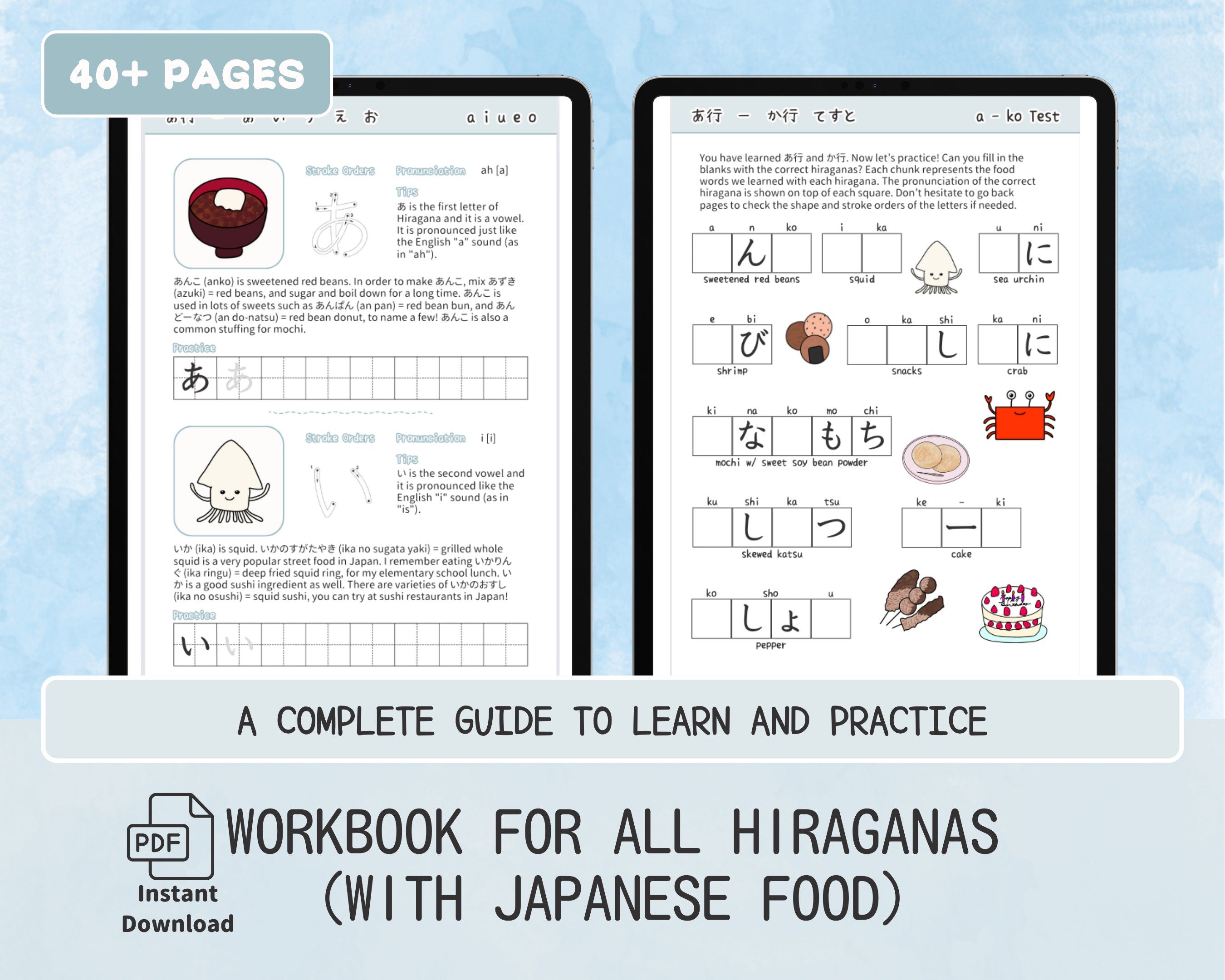 Hiragana Workbook with Japanese Food