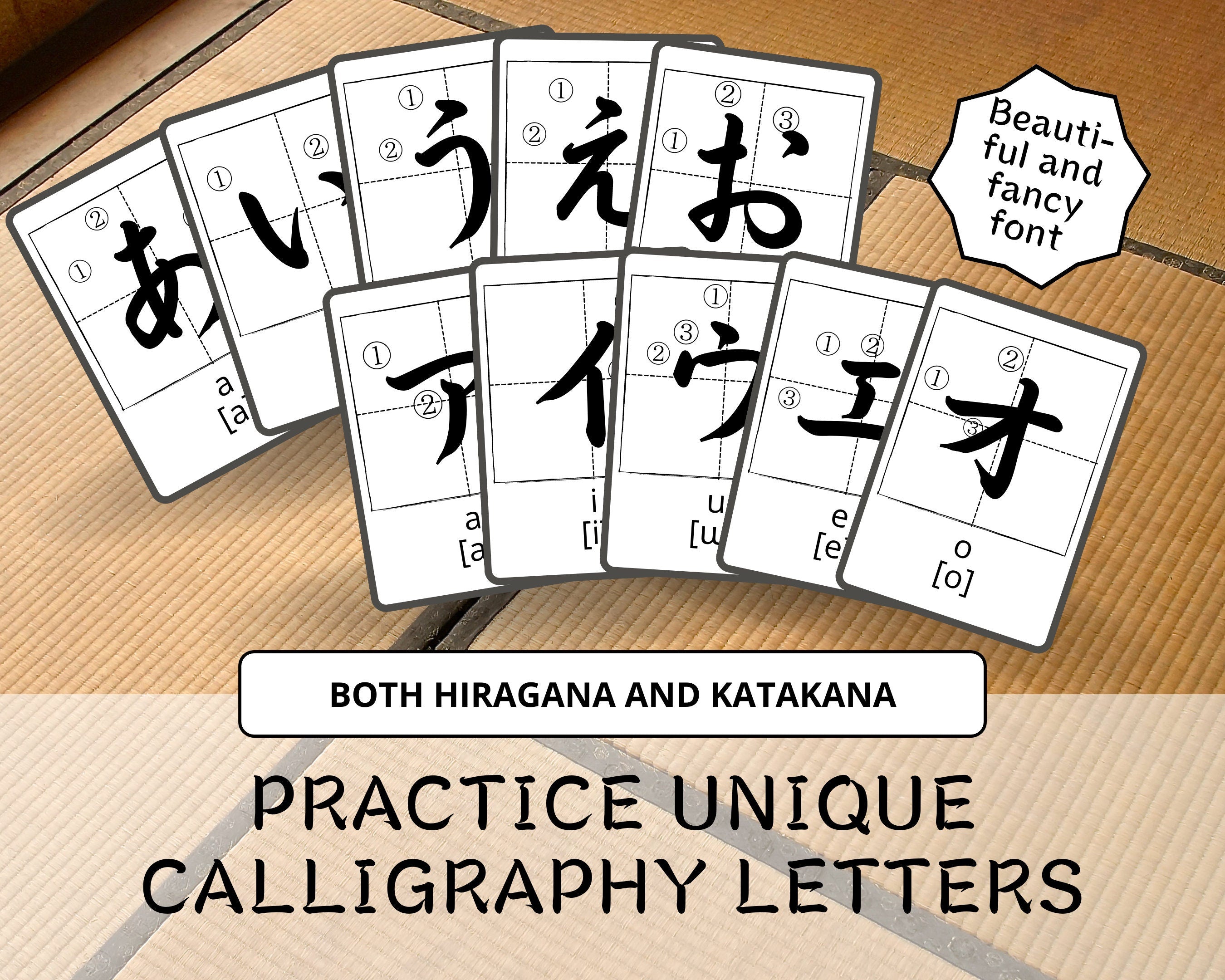 Hiragana Katakana Calligraphy Flashcard Bundle