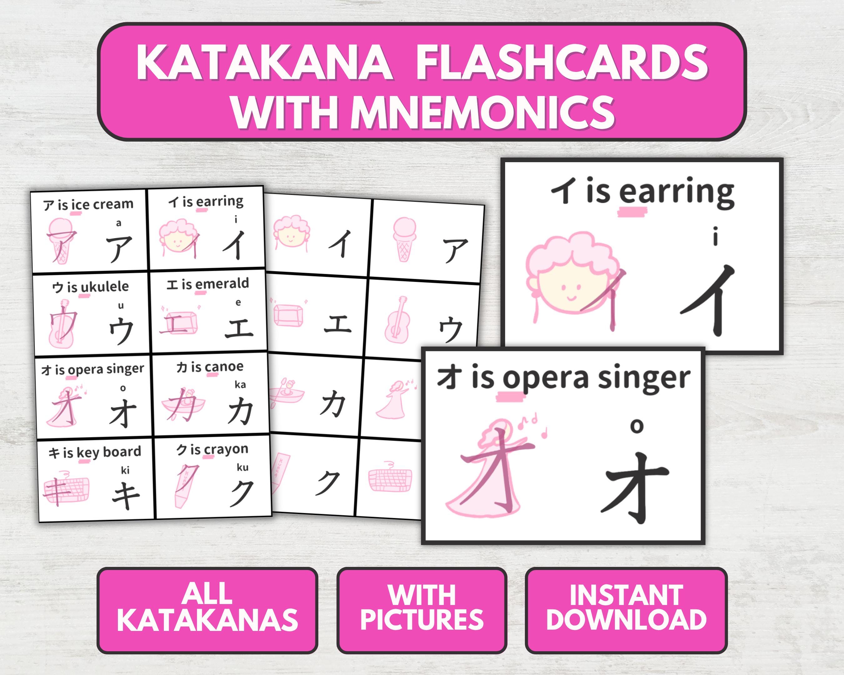 Katakana Mnemonic Flashcards – JapaneseAtoZ
