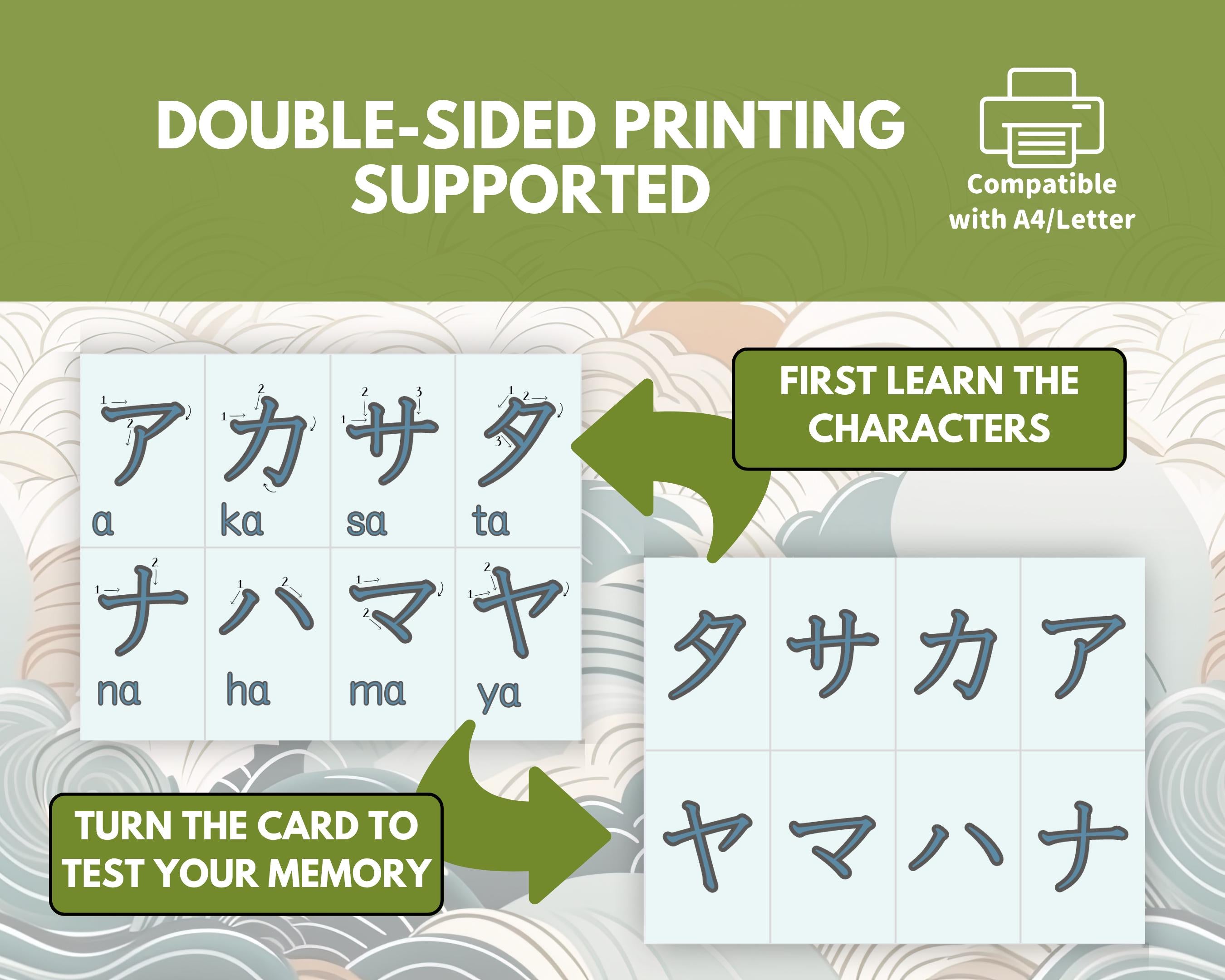 Color Coded Katakana Flashcards