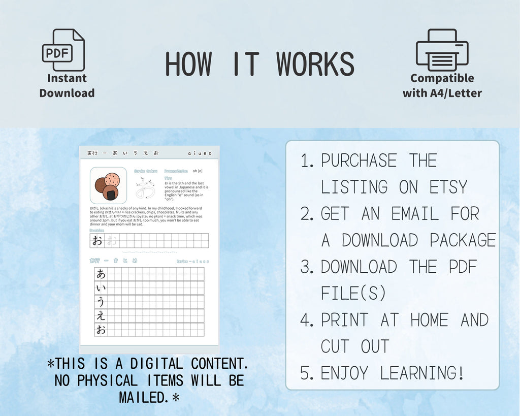 Hiragana Workbook with Japanese Food