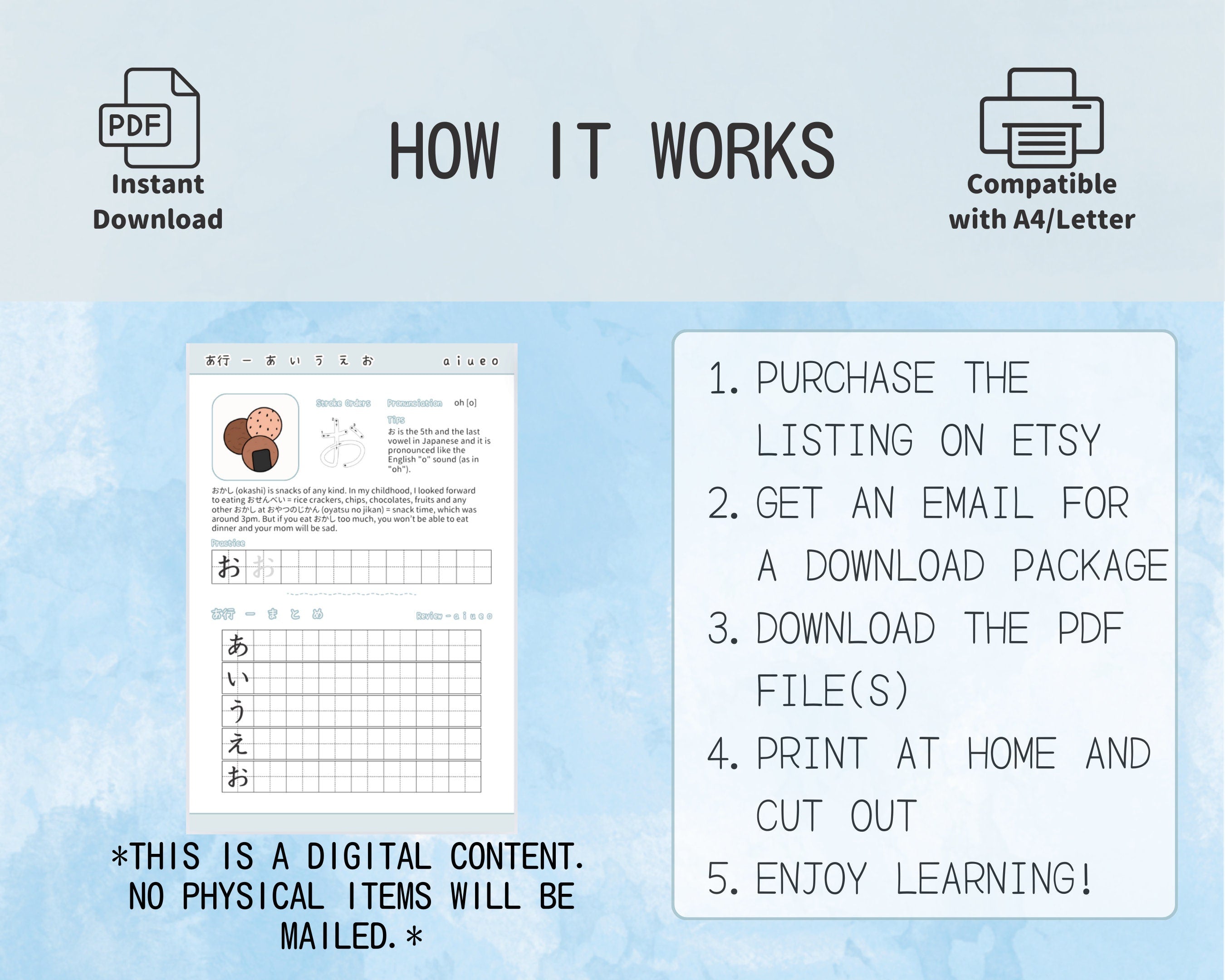Hiragana Workbook with Japanese Food