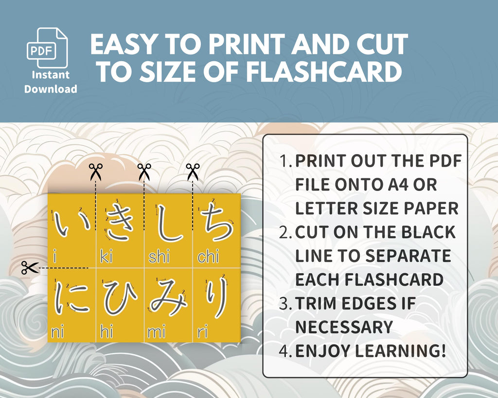 Color Coded Hiragana Flashcards