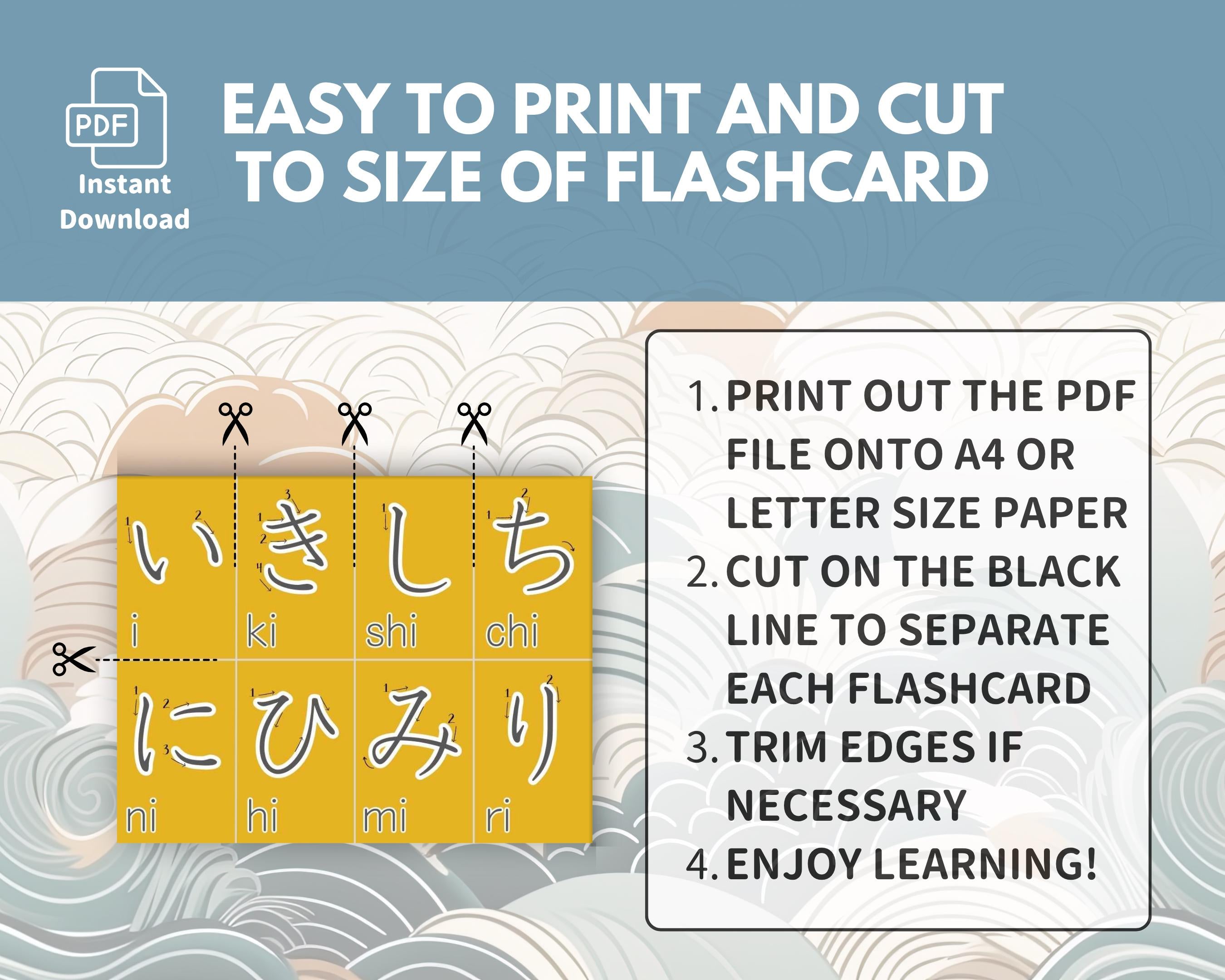 Color Coded Hiragana Flashcards