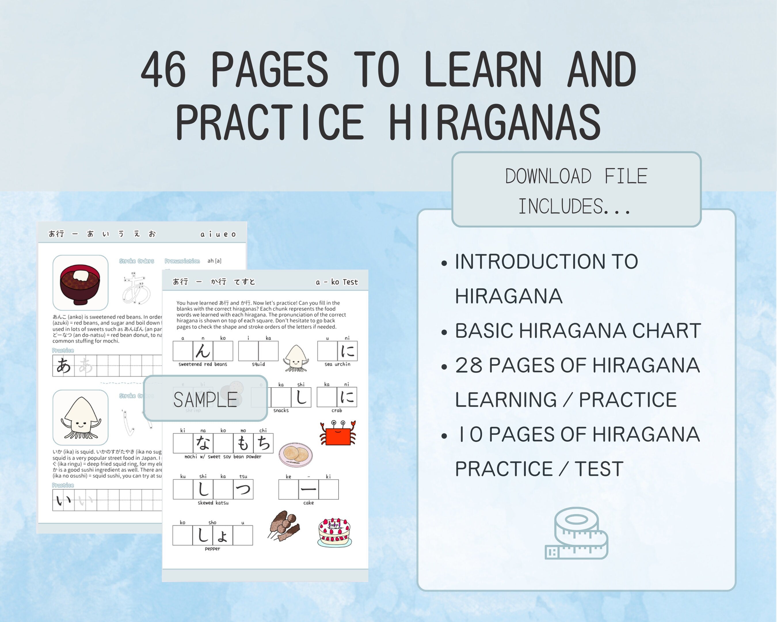 Hiragana Workbook with Japanese Food