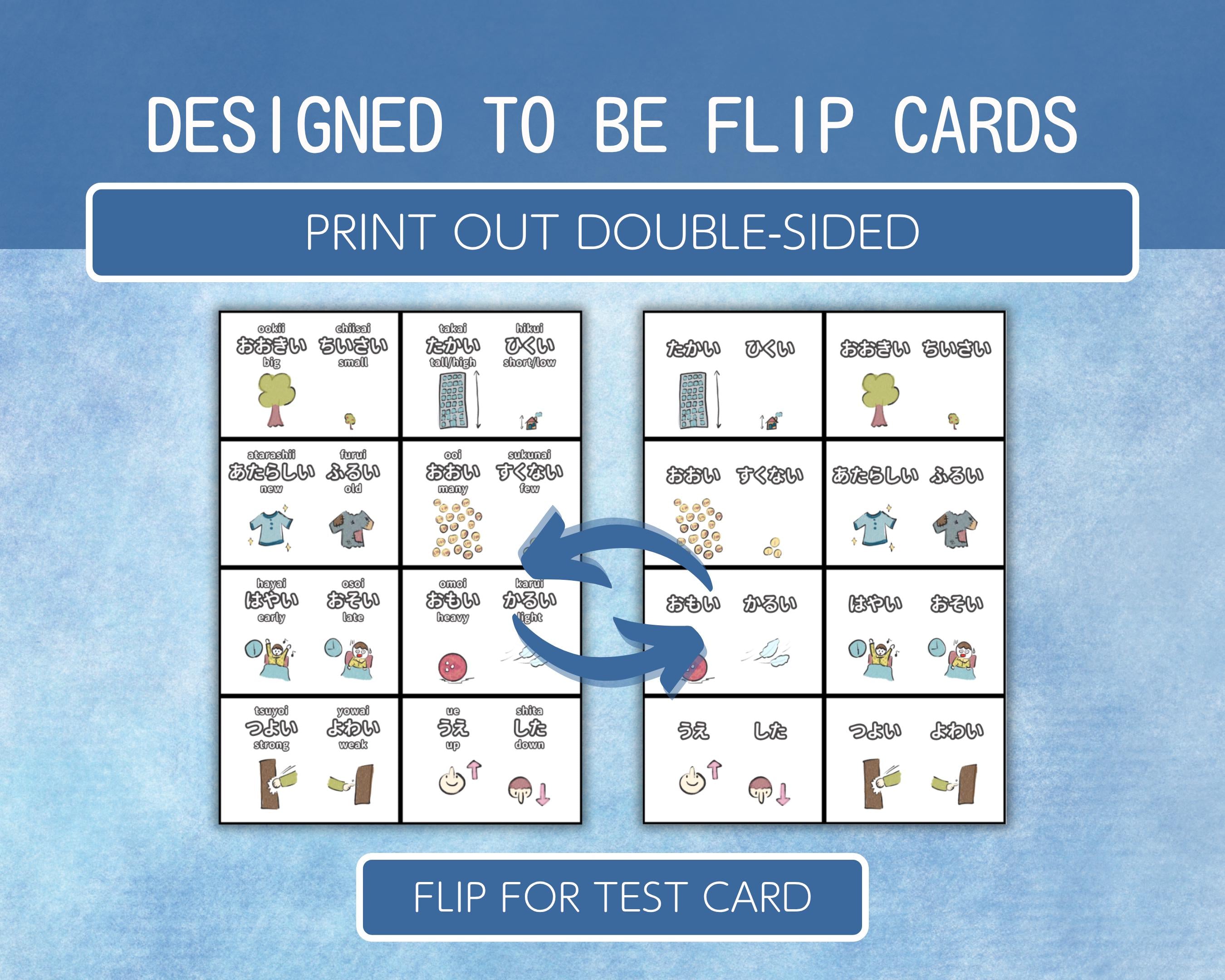 Flip card design with images on a blue background