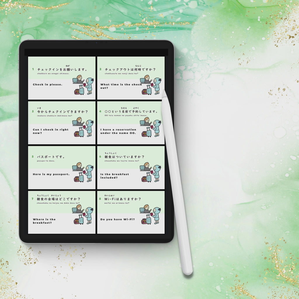 100 Travel Phrases Flashcards in Japanese
